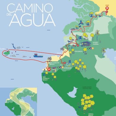 תיירות אקולוגית היא קוסטה-ריקה-קמינו-דל-אגואה-מפה-חצי אוסה.