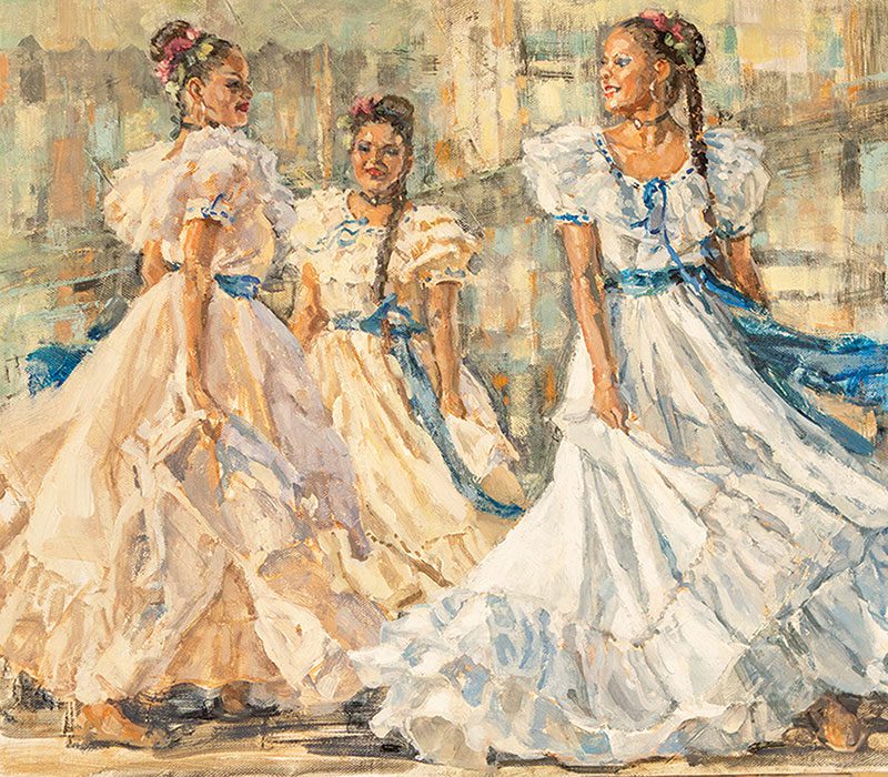 White Skirts Blue Sashes by Susan Adams