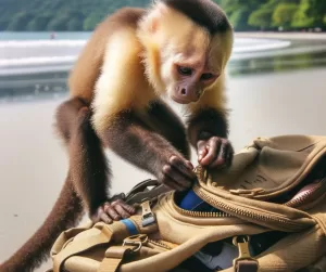 Mono Capuchino robándole a un turista
